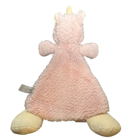 Demdaco Unicorn Rattle Lovey Plush Security Blanket 12" Pale Pink Ivory - Picture 5 of 7